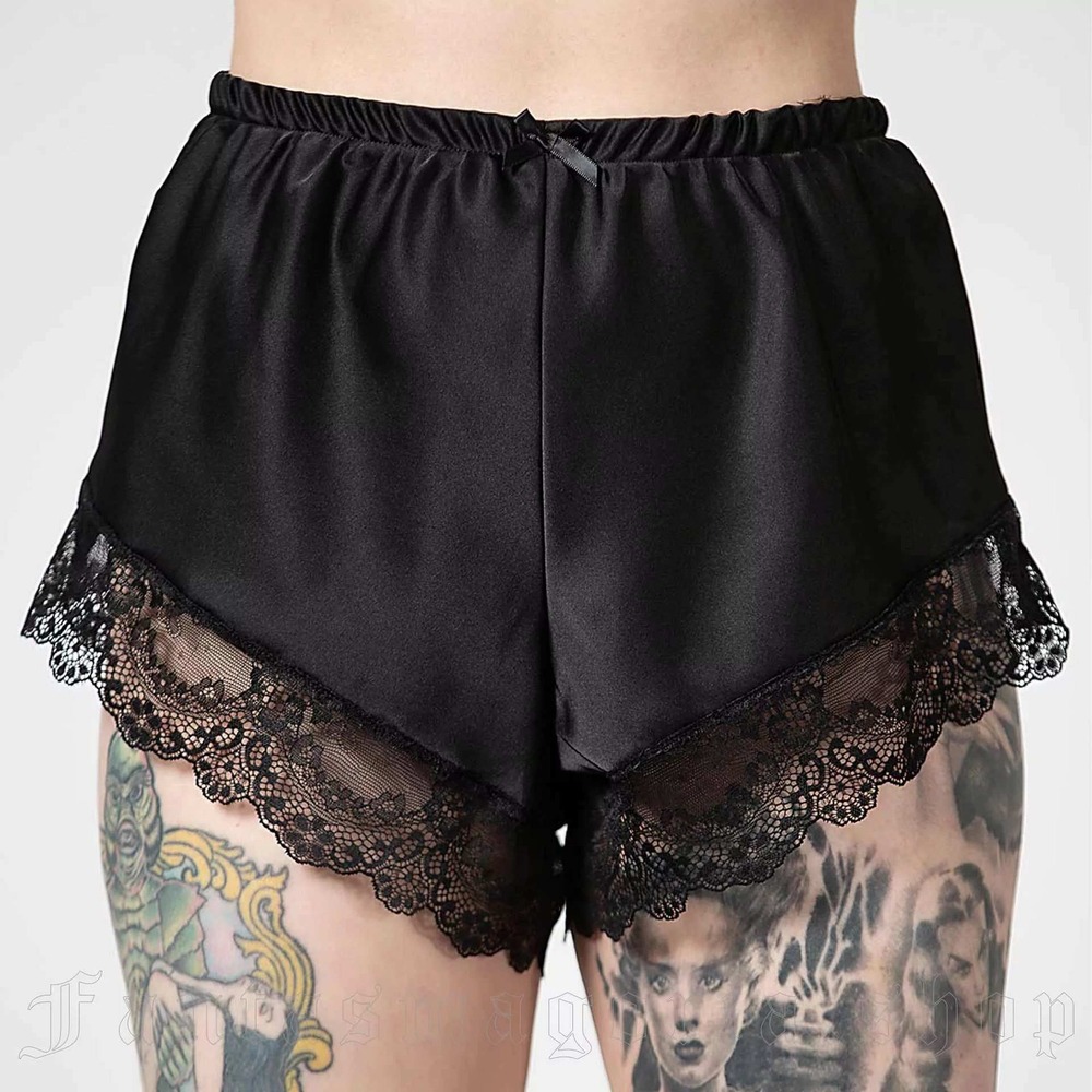 Killstar Severina satin lace trim vintage inspired sleeping shorts